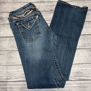 Miss Me Bling Wings Flap Pocket Jean JP5011B6 Denim Distressed Bootcut | Size 29
